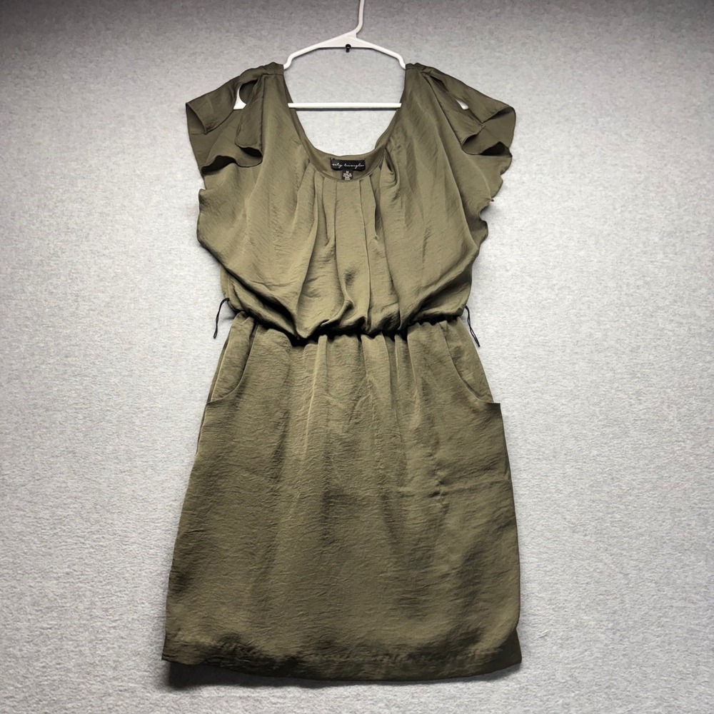 City Triangles Olive Green Draped Cowl Neck Blouson Mini Dress Womens Medium